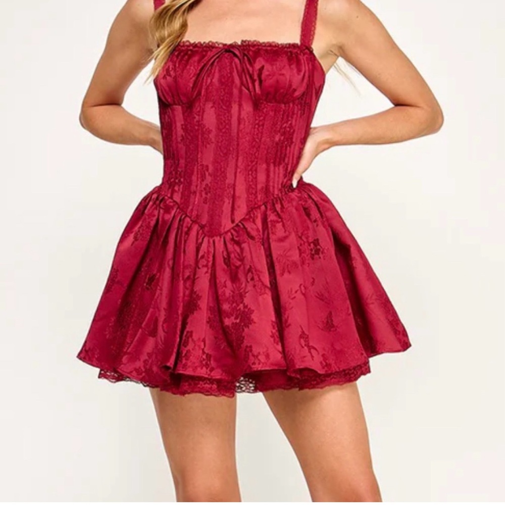The Vintage Shop Red Brocade Corset Dress